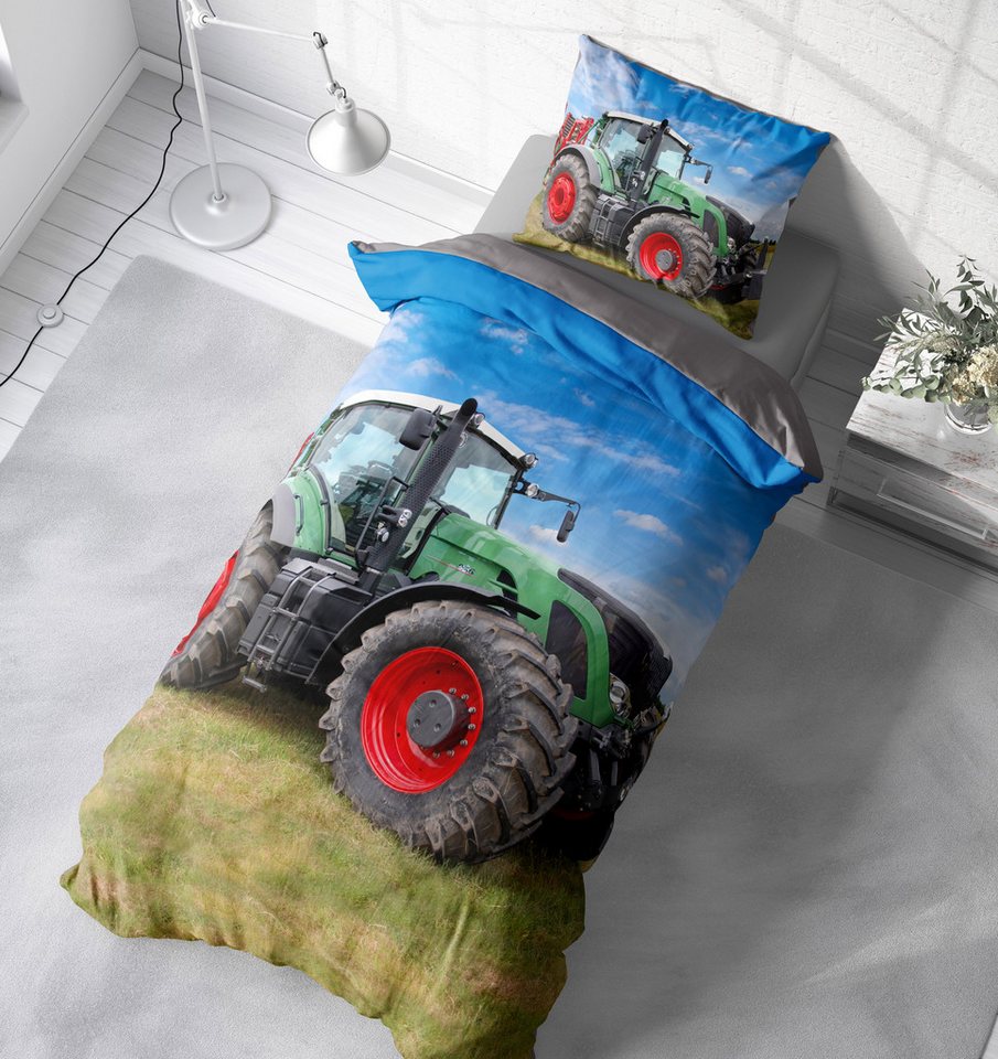 One Home Bettwäsche Traktor, Mikrofaser, 2 teilig, Trecker Landmaschinen, auch geeignet als Kinderbettwäsche – Bild 4 von 5