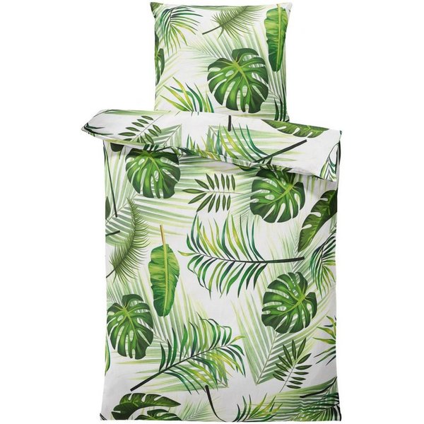 One Home Bettwäsche Tropical, Mikrofaser, 2 teilig, Tropische Blätter