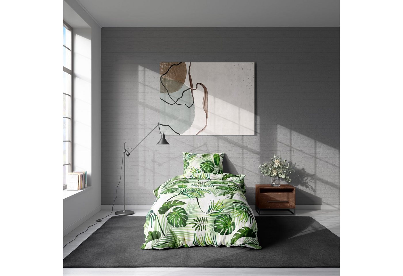 One Home Bettwäsche Tropical, Mikrofaser, 2 teilig, Tropische Blätter – Bild 2 von 5
