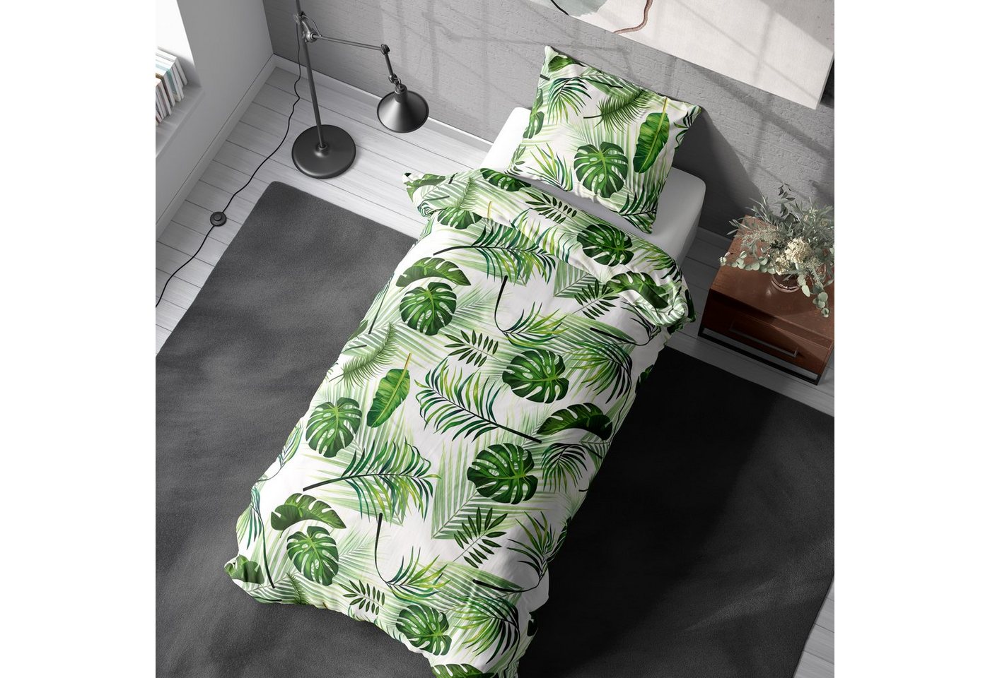 One Home Bettwäsche Tropical, Mikrofaser, 2 teilig, Tropische Blätter – Bild 4 von 5