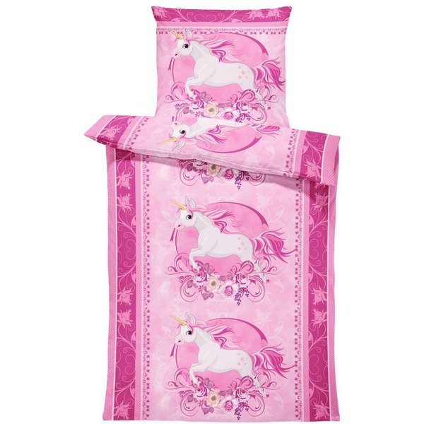 One Home Bettwäsche Unicorn, Mikrofaser, 2 teilig, mit Magic Einhorn