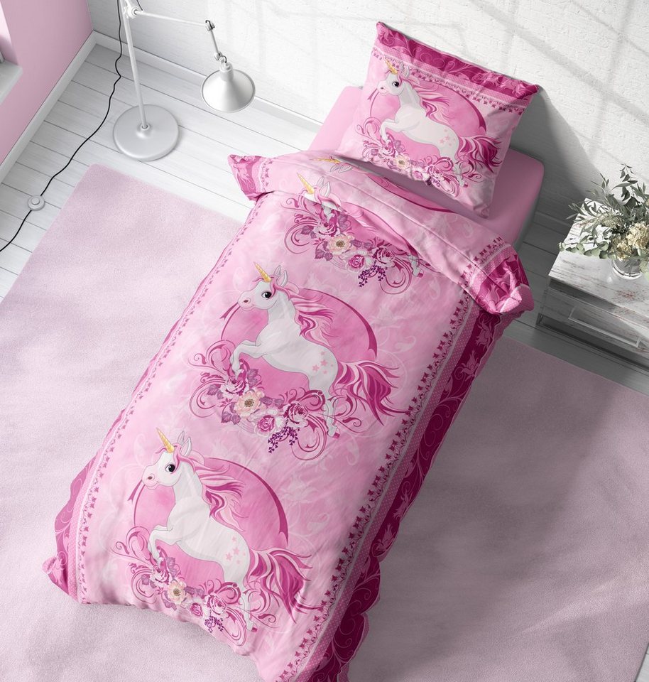 One Home Bettwäsche Unicorn, Mikrofaser, 2 teilig, mit Magic Einhorn – Bild 4 von 5
