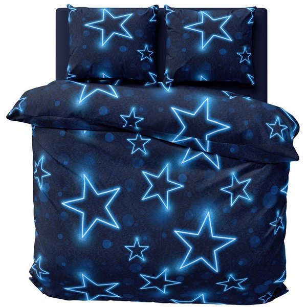 One Home Bettwäsche Winter Thermofleece, Fleece, 3 teilig, Sterne leuchtoptik, kuschelig flauschig warm weich Modern