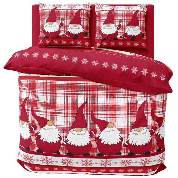 One Home Bettwäsche Winter Thermofleece, Fleece, 3 teilig, Weihnachten Wichtel Christmas, kuschelig flauschig warm weich Modern