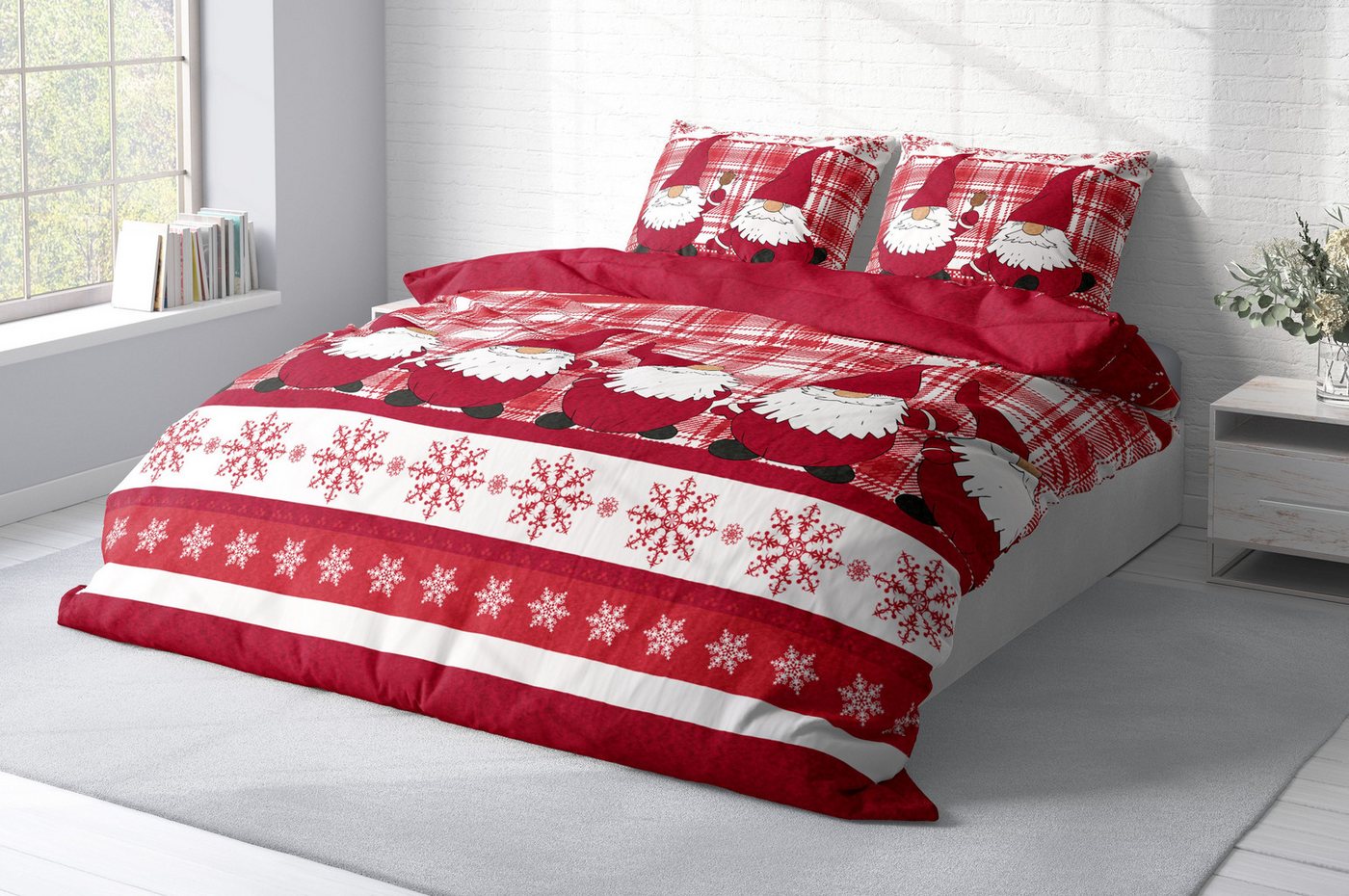One Home Bettwäsche Winter Thermofleece, Fleece, 3 teilig, Weihnachten Wichtel Christmas, kuschelig flauschig warm weich Modern – Bild 3 von 5