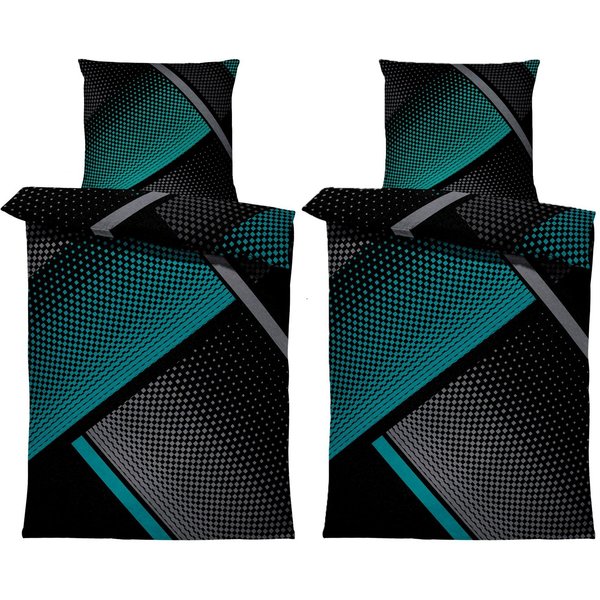 One Home Bettwäsche Winter Thermofleece, Fleece, 4 teilig, Geometrisch grafisch, kuschelig flauschig warm weich Modern