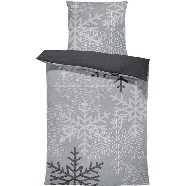 One Home Bettwäsche Winter Thermofleece, Fleece, 2 teilig, Kristalle und Schneeflocken, kuschelig flauschig warm weich Modern