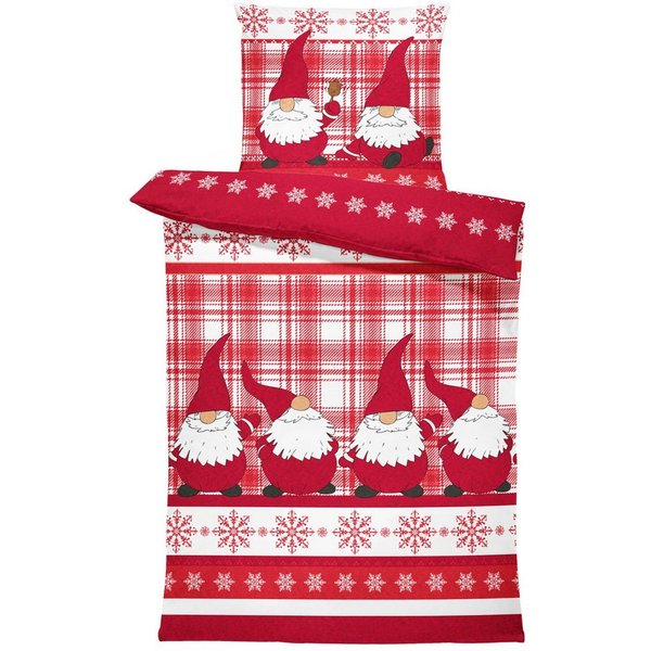 One Home Bettwäsche Winter Thermofleece, Fleece, 2 teilig, Weihnachten Wichtel Christmas, kuschelig flauschig warm weich Modern