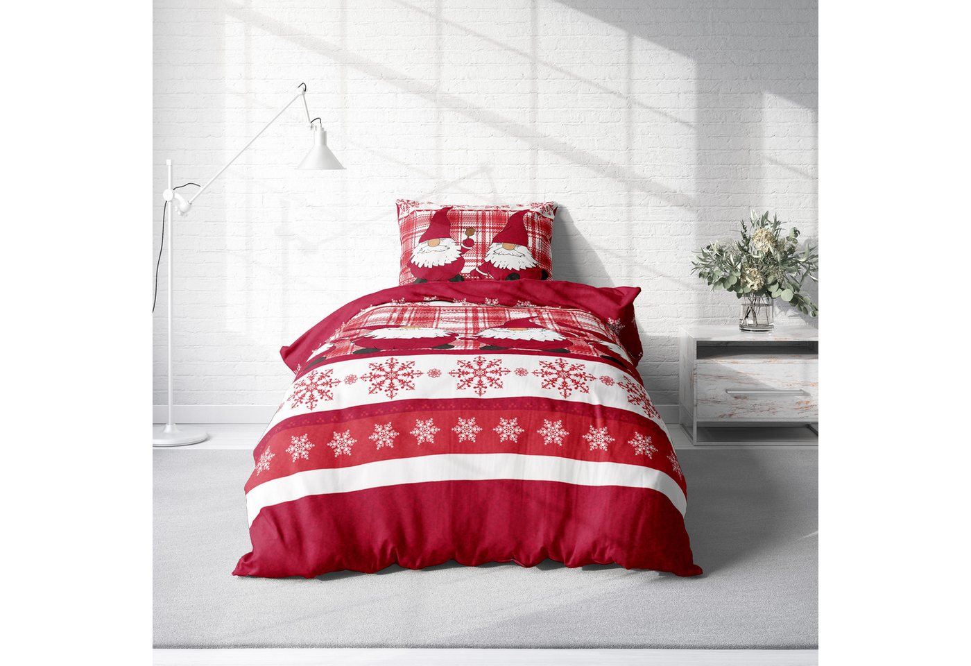 One Home Bettwäsche Winter Thermofleece, Fleece, 2 teilig, Weihnachten Wichtel Christmas, kuschelig flauschig warm weich Modern – Bild 2 von 5