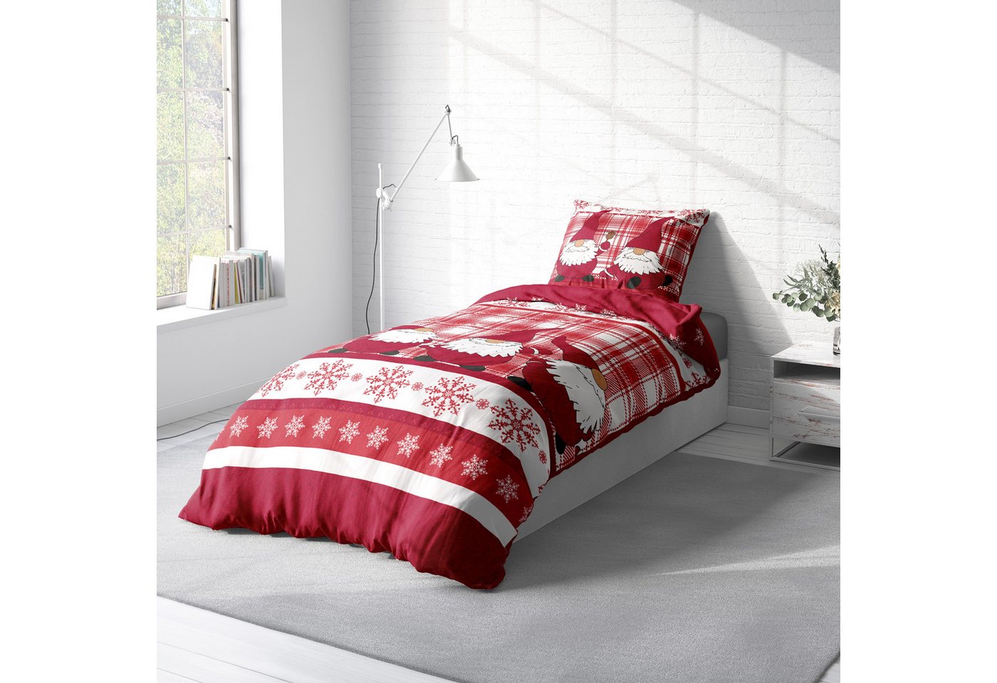 One Home Bettwäsche Winter Thermofleece, Fleece, 2 teilig, Weihnachten Wichtel Christmas, kuschelig flauschig warm weich Modern – Bild 3 von 5