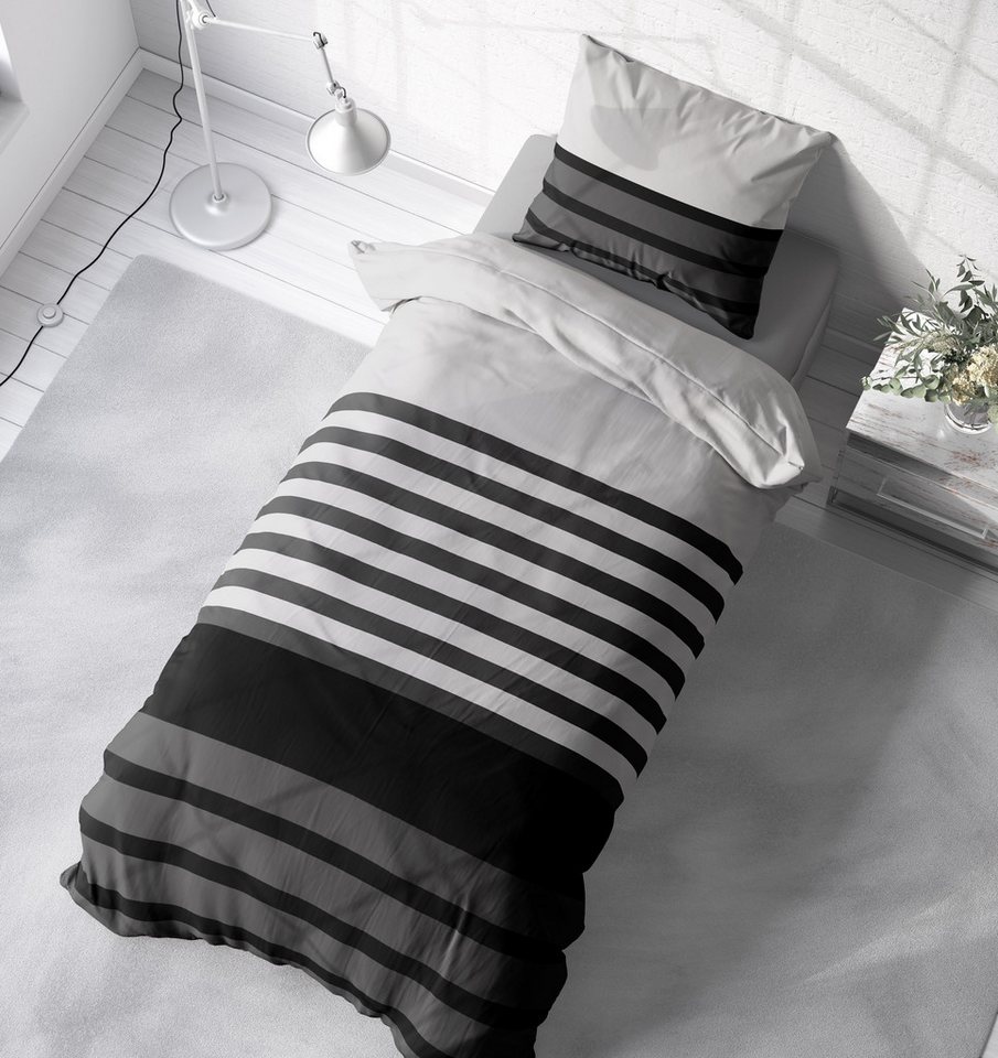 One Home Bettwäsche Winter Viga, Flanell, 2 teilig, modern gestreift, kuschelig flauschig warme weiche Baumwolle Biber – Bild 4 von 5