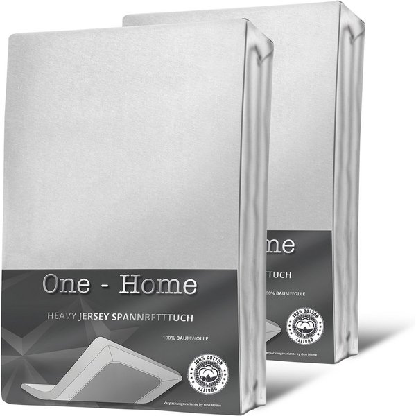 One Home Spannbettlaken Heavy, Jersey, Gummizug: rundum, (2 Stück), Double Pack, erhöhtes Flächengewicht