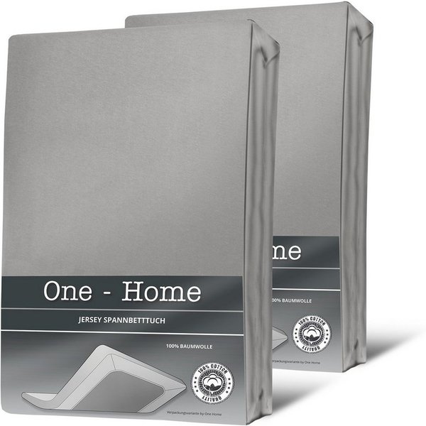 One Home Spannbettlaken Jersey, Jersey, Gummizug: rundum, (2 Stück), Double Pack mit Rundumgummizug, weich