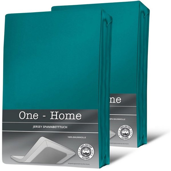 One Home Spannbettlaken Jersey, Jersey, Gummizug: rundum, (2 Stück), Double Pack mit Rundumgummizug, weich