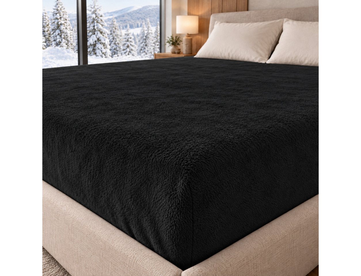 One Home Spannbettlaken Winter Cashmere Touch, Fleece, Gummizug: rundum, (1 Stück), flauschig weich warmes Teddy Plüsch – Bild 2 von 5