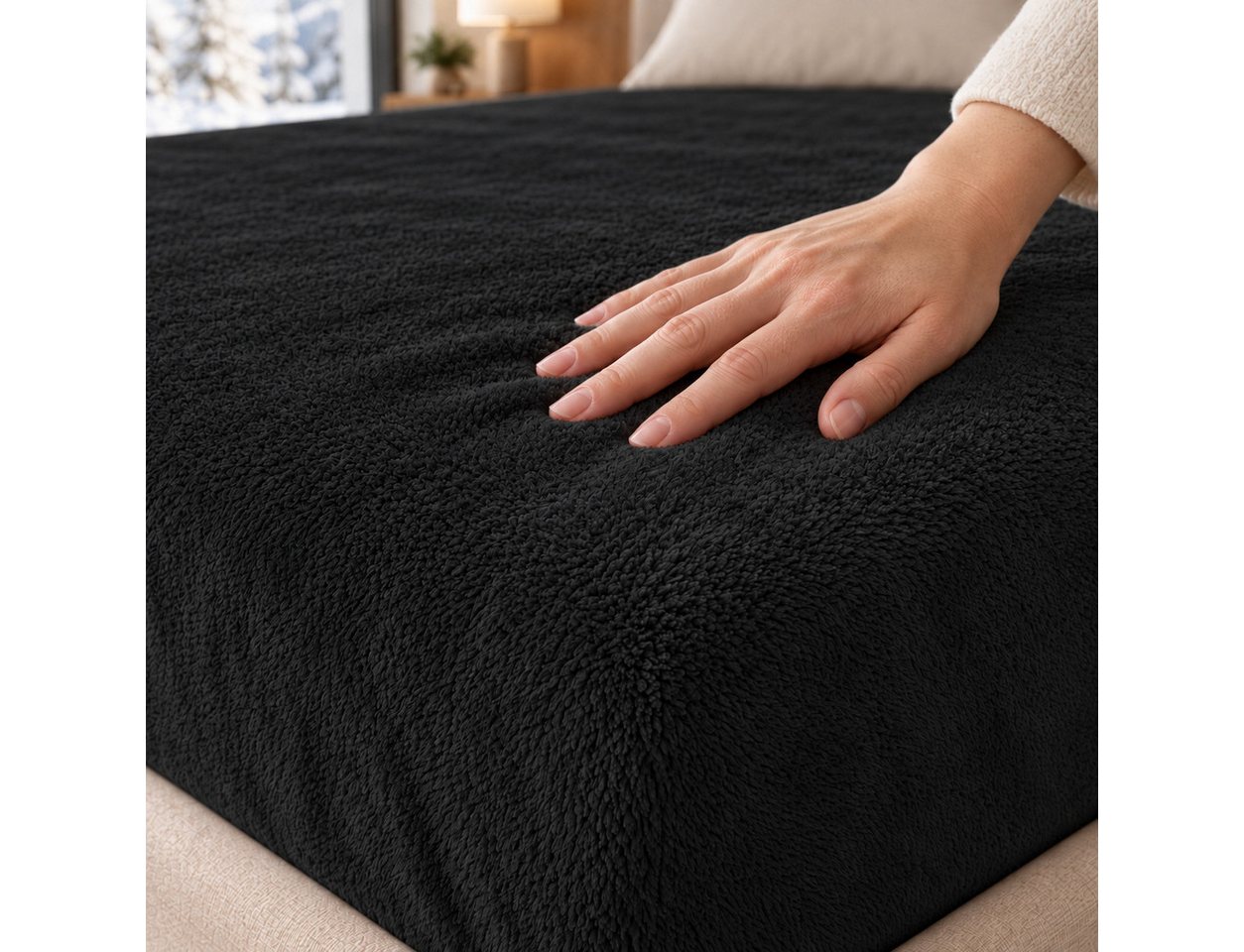 One Home Spannbettlaken Winter Cashmere Touch, Fleece, Gummizug: rundum, (1 Stück), flauschig weich warmes Teddy Plüsch – Bild 3 von 5