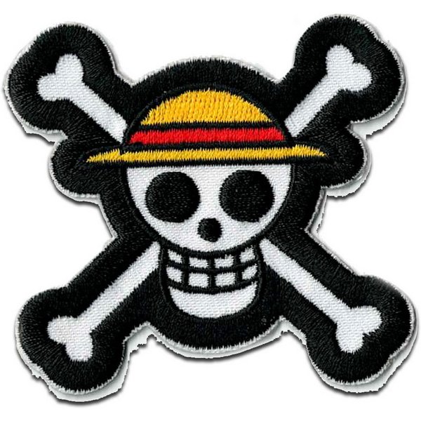 One Piece Aufnäher Bügelbild, Aufbügler, Applikationen, Patches, Flicken, zum aufbügeln, Polyester, Comercial Mercera One Piece Emblem - Größe: 6,1 x 6,1 cm