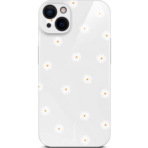 ONEFLOW Handyhülle für iPhone 15 Splash Cover Gänseblümchen Grau 6,1 Zoll, Hülle mit Design Muster Designer Case Kameraschutz Handy Schutzhülle