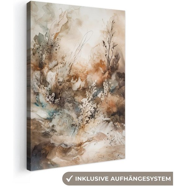 OneMillionCanvasses® Leinwandbild Abstrakt - Beige - Farbe - Kunst - Natur - Blumen, Fotodruck (1 St), Leinwand Canvas Wandbild, Wanddekoration 20x30 cm