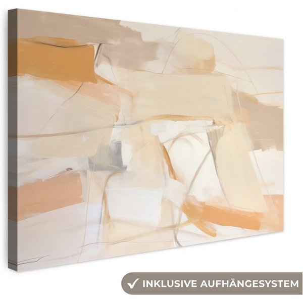 OneMillionCanvasses® Leinwandbild Abstrakt - Beige - Orange - Kunst - Modern, Fotodruck (1 St), Wandbild, Deko Schlafzimmer Wohnzimmer Flur 20x20 cm