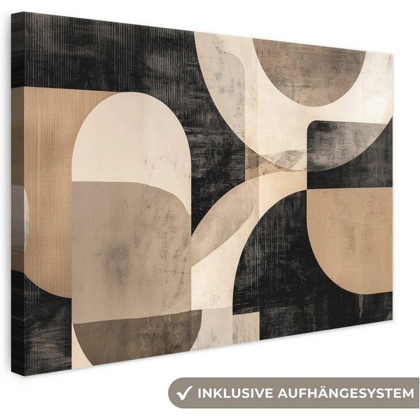 OneMillionCanvasses® Leinwandbild Abstrakt - Formen - Modern - Beige, Fotodruck (1 St), Leinwand Bilder Klein, Wand Dekoration Aesthetic 30x20 cm