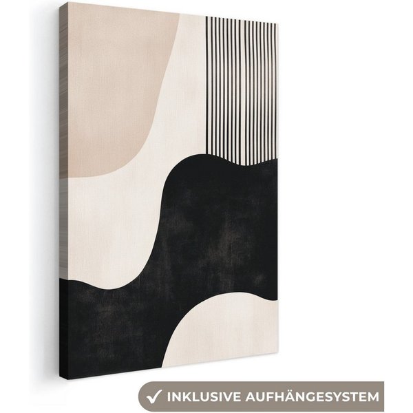 OneMillionCanvasses® Leinwandbild Abstrakt - Japandi - Beige - Modern, Fotodruck (1 St), Leinwand Bilder Klein, Wand Dekoration Aesthetic 30x20 cm