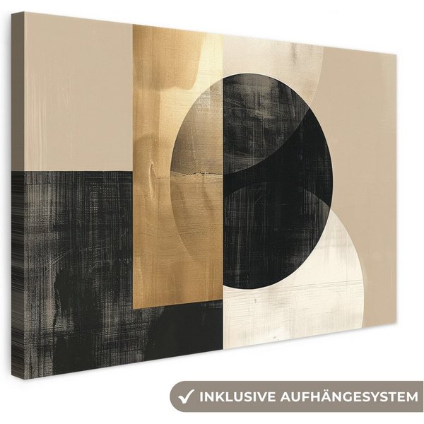 OneMillionCanvasses® Leinwandbild Abstrakt - Modern - Schwarz - Gold, Fotodruck (1 St), Leinwand Bilder Klein, Wand Dekoration Aesthetic 30x20 cm