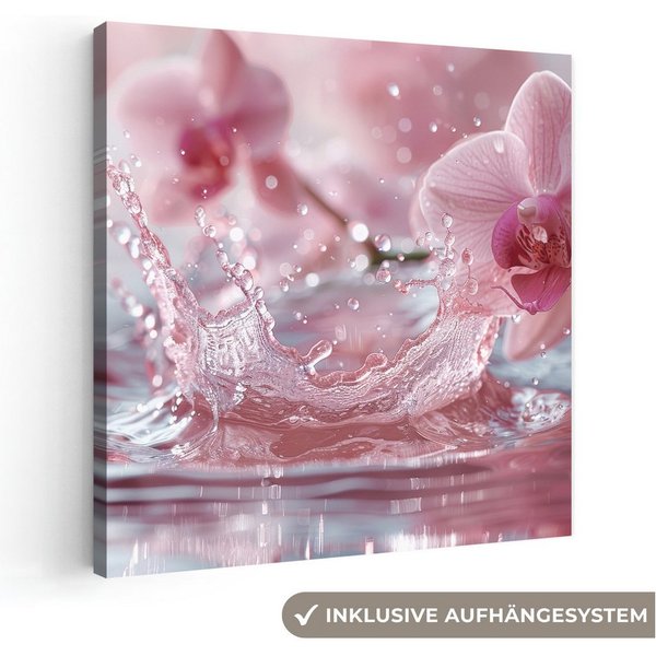 OneMillionCanvasses® Leinwandbild Abstrakt - Modern - Wasser - Orchidee, Fotodruck (1 St), Wandbild, Deko Schlafzimmer Wohnzimmer Flur 20x20 cm