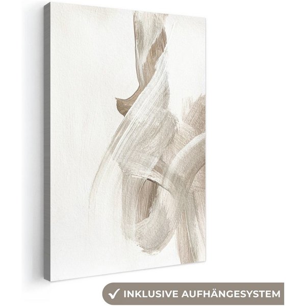 OneMillionCanvasses® Leinwandbild Abstrakt - Moderne Kunst - Beige, Fotodruck (1 St), Leinwand Bilder Klein, Wand Dekoration Aesthetic 30x20 cm