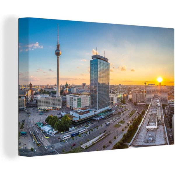 OneMillionCanvasses® Leinwandbild Ansicht des Alexanderplatzes in Berlin, Deutschland, Fotodruck (1 St), Leinwand Bilder Klein, Wand Dekoration Aesthetic 30x20 