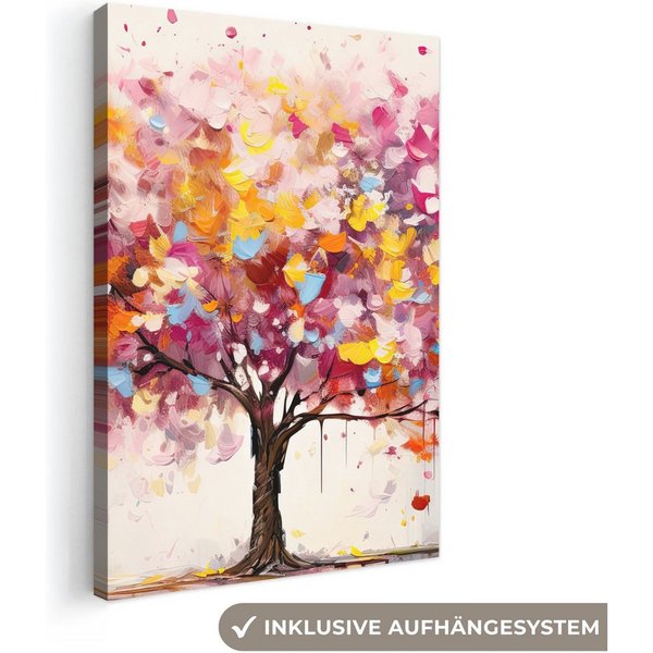 OneMillionCanvasses® Leinwandbild Aquarell - Baum - Kunst - Abstrakt, Fotodruck (1 St), Leinwand Canvas Wandbild, Wanddekoration 20x30 cm