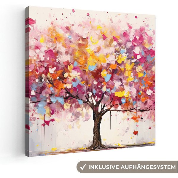 OneMillionCanvasses® Leinwandbild Aquarell - Baum - Kunst - Abstrakt, Fotodruck (1 St), Wandbild, Deko Schlafzimmer Wohnzimmer Flur 20x20 cm