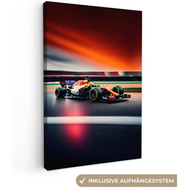 OneMillionCanvasses® Leinwandbild Auto - Formel 1 - Rennstrecke - Rennwagen, (1 St), Leinwand Bilder Klein, Wand Dekoration Aesthetic 30x20 cm