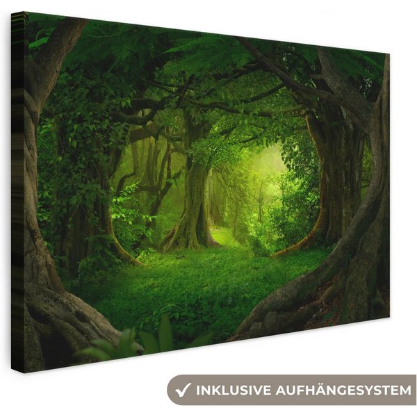 OneMillionCanvasses® Leinwandbild Bäume - Wald - Grün - Landschaft - Natur, Fotodruck (1 St), Leinwand Canvas Wandbild, Wanddekoration 20x30 cm