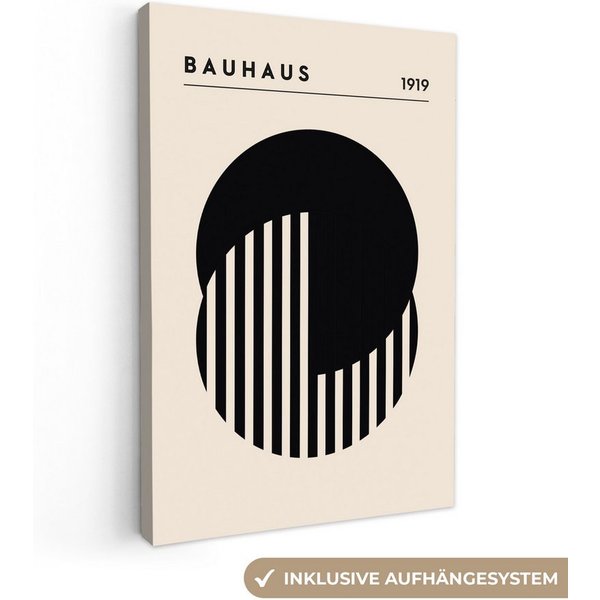 OneMillionCanvasses® Leinwandbild Bauhaus - Retro - Schwarz - Weiß - Abstrakt, Fotodruck (1 St), Leinwand Canvas Wandbild, Wanddekoration 20x30 cm