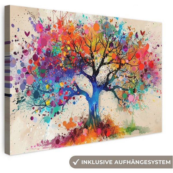 OneMillionCanvasses® Leinwandbild Baum des Lebens - Natur - Farbenfroh - Baum, Fotodruck (1 St), Wandbild, Deko Schlafzimmer Wohnzimmer Flur 20x20 cm