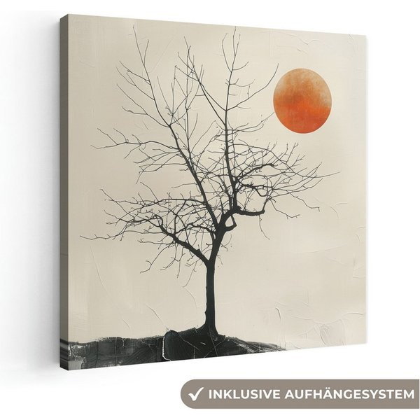 OneMillionCanvasses® Leinwandbild Baum - Sonne - Modern - Landschaft, Fotodruck (1 St), Wandbild, Deko Schlafzimmer Wohnzimmer Flur 20x20 cm