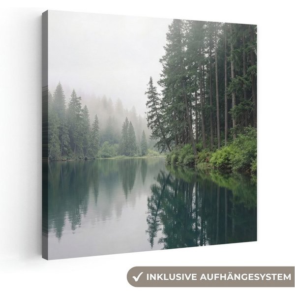OneMillionCanvasses® Leinwandbild Berge - See - Wald, Fotodruck (1 St), Leinwand Bilder Klein, Wand Dekoration Aesthetic 30x20 cm