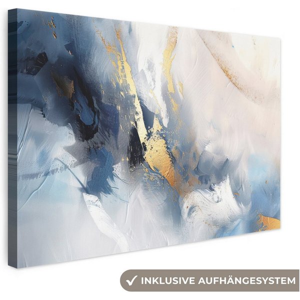 OneMillionCanvasses® Leinwandbild Blau - Modern - Marmor - Abstrakt - Gold, Fotodruck (1 St), Wandbild, Deko Schlafzimmer Wohnzimmer Flur 20x20 cm