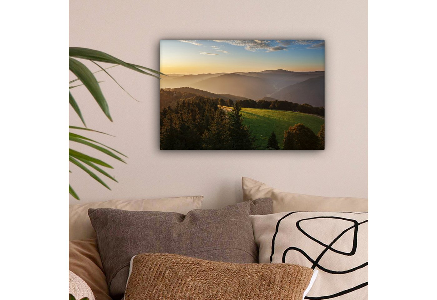 OneMillionCanvasses® Leinwandbild Blick über den dicht bewaldeten Schwarzwald in Deutschland, Fotodruck (1 St), Leinwand Bilder Klein, Wand Dekoration Aesthetic – Bild 2 von 5