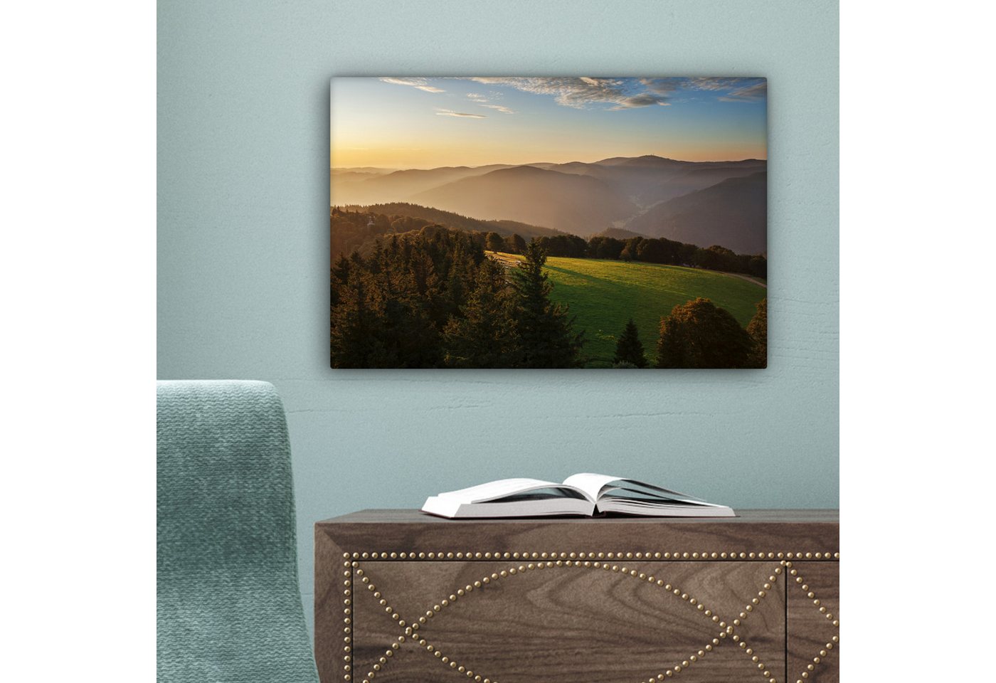 OneMillionCanvasses® Leinwandbild Blick über den dicht bewaldeten Schwarzwald in Deutschland, Fotodruck (1 St), Leinwand Bilder Klein, Wand Dekoration Aesthetic – Bild 3 von 5