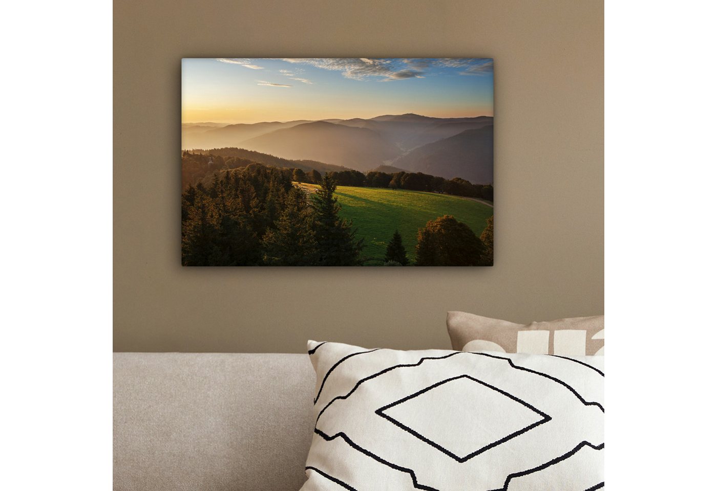 OneMillionCanvasses® Leinwandbild Blick über den dicht bewaldeten Schwarzwald in Deutschland, Fotodruck (1 St), Leinwand Bilder Klein, Wand Dekoration Aesthetic – Bild 4 von 5
