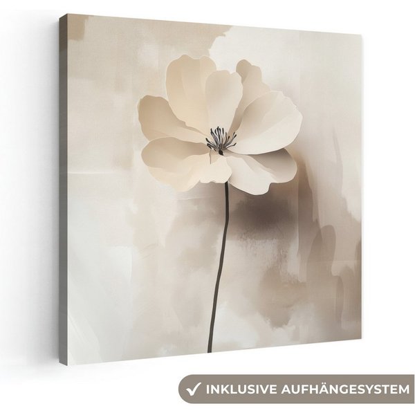 OneMillionCanvasses® Leinwandbild Blume - Beige - Farbe - Schatten, Fotodruck (1 St), Wandbild, Deko Schlafzimmer Wohnzimmer Flur 20x20 cm