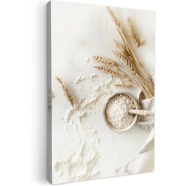 OneMillionCanvasses® Leinwandbild Blume - Holz - Weizen - Küche, Fotodruck (1 St), Küchenbilder Modern, Deko Bilder für die Küche 30x20 cm