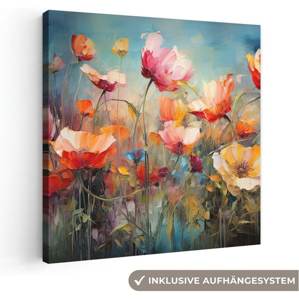 OneMillionCanvasses® Leinwandbild Blumen - Aquarell - Kunst - Botanisch - Natur, Fotodruck (1 St), Leinwand Bilder Klein, Wand Dekoration Aesthetic 30x20 cm