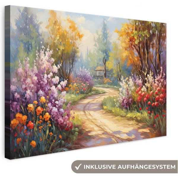 OneMillionCanvasses® Leinwandbild Blumen - Bäume - Kunst - Aquarell, Fotodruck (1 St), Wandbild, Deko Schlafzimmer Wohnzimmer Flur 20x20 cm