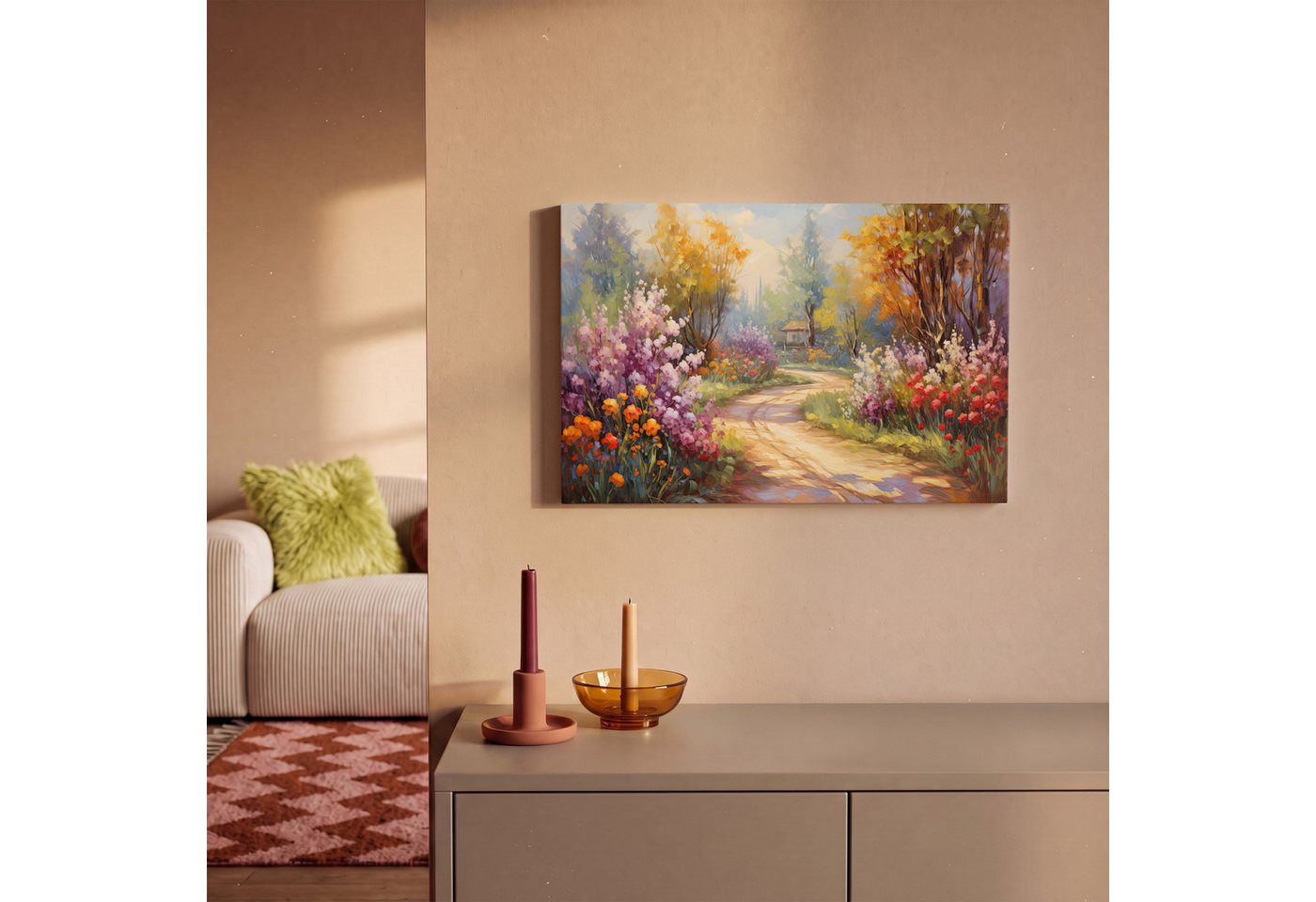 OneMillionCanvasses® Leinwandbild Blumen - Bäume - Kunst - Aquarell, Fotodruck (1 St), Leinwand Bilder Klein, Wand Dekoration Aesthetic 30x20 cm – Bild 2 von 5