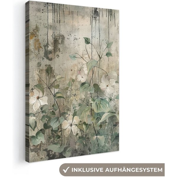 OneMillionCanvasses® Leinwandbild Blumen - Blätter - Abstrakt - Modern, Fotodruck (1 St), Leinwand Bilder Klein, Wand Dekoration Aesthetic 30x20 cm