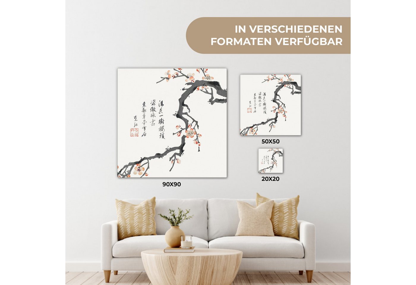 OneMillionCanvasses® Leinwandbild Blumen - Sakura - Japan - Jahrgang, Fotodruck (1 St), Leinwand Canvas Wandbild, Wanddekoration 20x30 cm – Bild 5 von 5