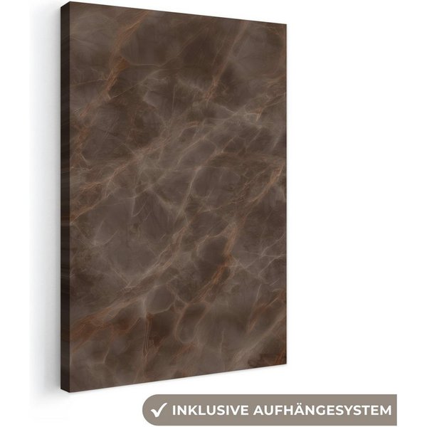 OneMillionCanvasses® Leinwandbild Brauner Marmor - Organisch - Naturstein, Fotodruck (1 St), Leinwand Bilder Klein, Wand Dekoration Aesthetic 30x20 cm